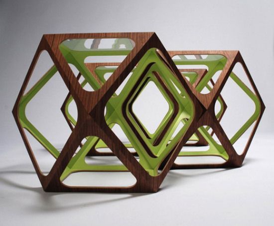 多面玲珑 几何体创意矮桌灯具组合(组图)