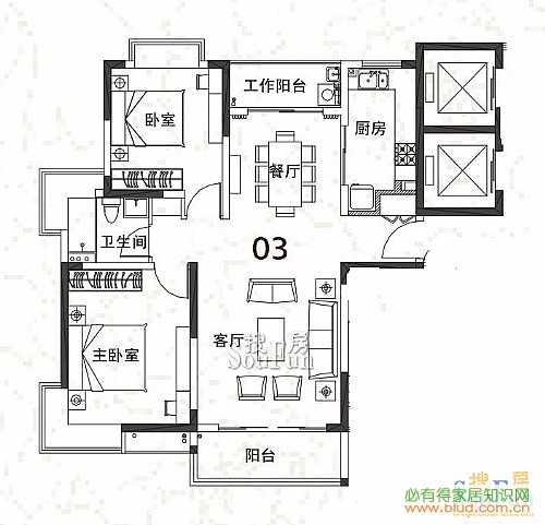 新城御景-混合型风格-二居室_看装修案例