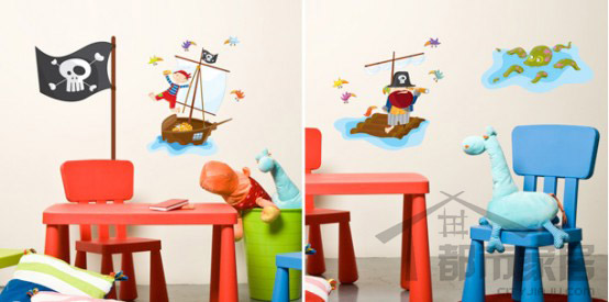 可爱的手绘墙饰，留住童年的快乐时光。
