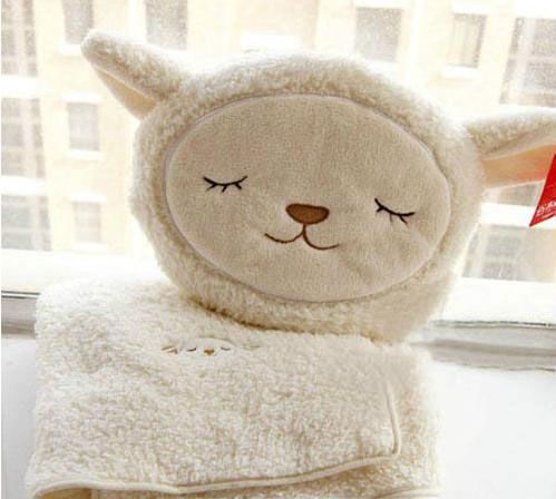 外单多利羊靠垫枕和小毛毯