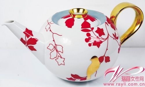 集雅廊金色融合白瓷茶壶