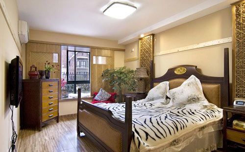 卧室稳健的色调和复古的造型