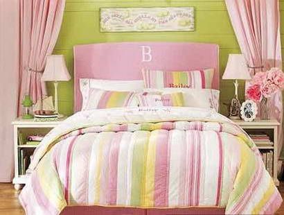 甜美的条纹床品，让卧室显得柔美浪漫
