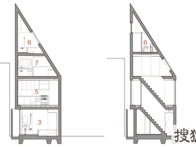 40平米三角箭头屋 蜗居也能变成多层私人住宅 