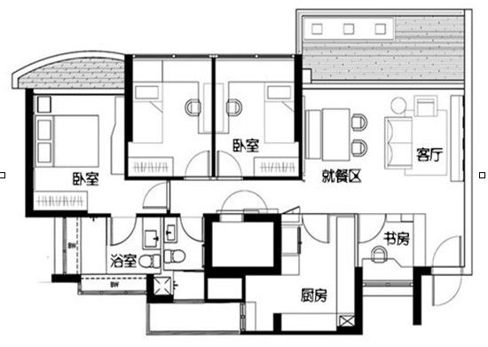 都市温馨家居 多元化的100平公寓装修 