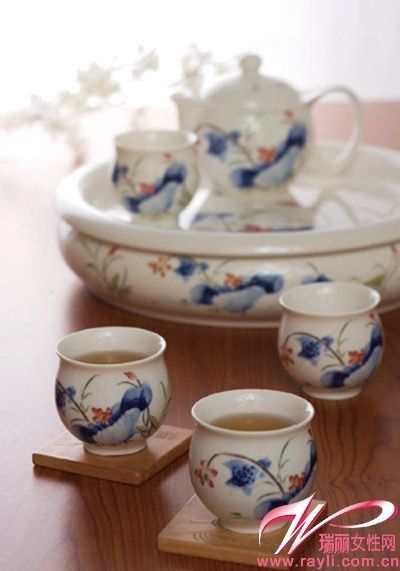 青花瓷和为贵8头茶船组