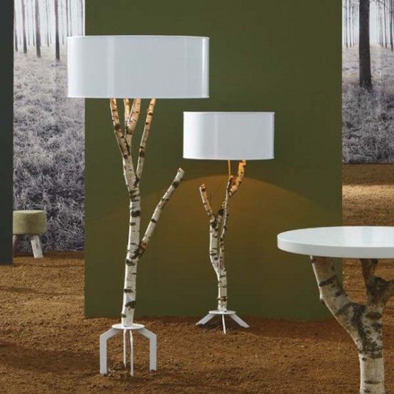 家具也环保 天然桦木原生态落地灯 (组图) 