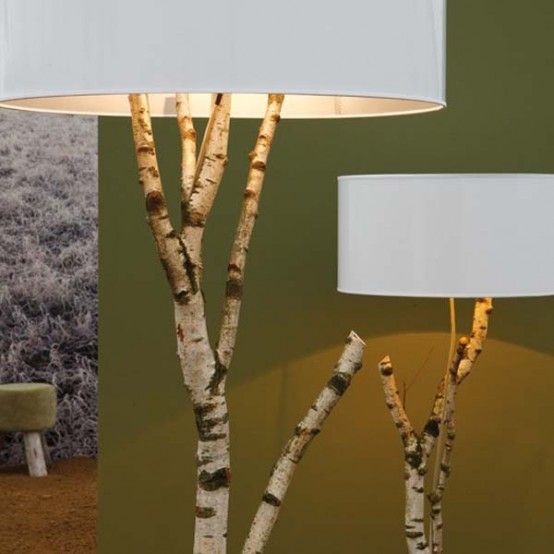 家具也环保 天然桦木原生态落地灯 (组图) 