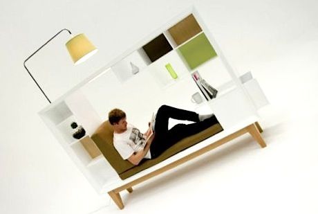 躺椅书架二合一 一体化的阅读体验 (组图) 