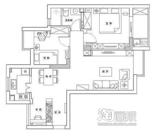 地中海+田园 9万改造72平方蓝粉小三房居住 