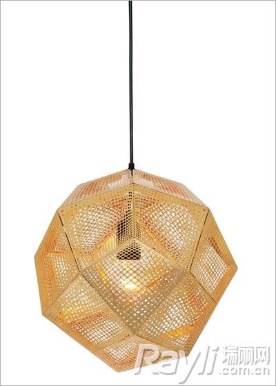 Tom Dixon 镂空钻石造型金色吊灯 