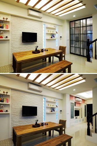 大型拉门的设计，具有冷房及客厅主景的两种效果，推拉间各有不同的空间氛围