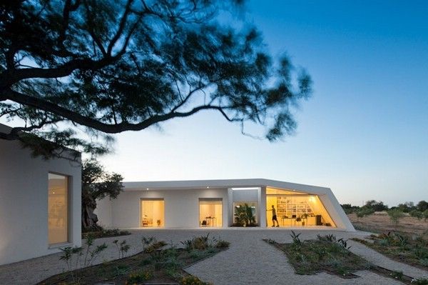 不规则几何体建筑 橄榄林中白色别墅设计欣赏 