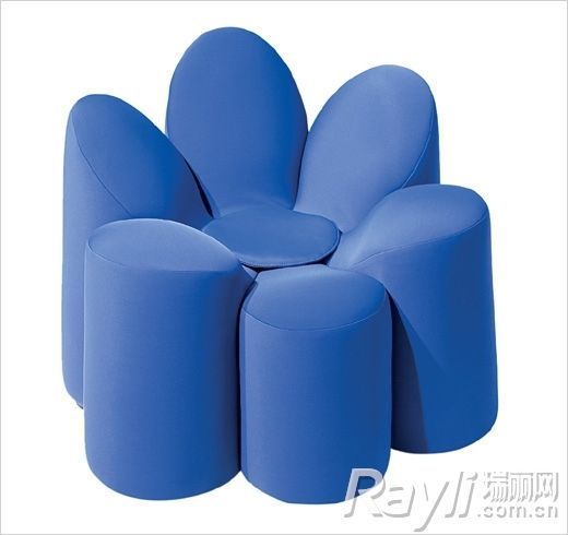 罗奇堡 蓝色花朵造型坐墩 
