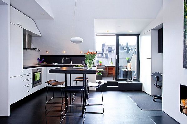 深黑地板动感空间 瑞典54平方幸福感公寓(图) 
