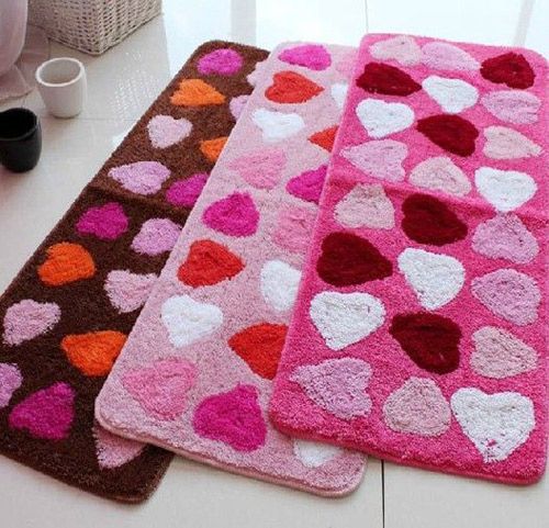 雨柔韩式爱心门垫，三色可选时尚地毯