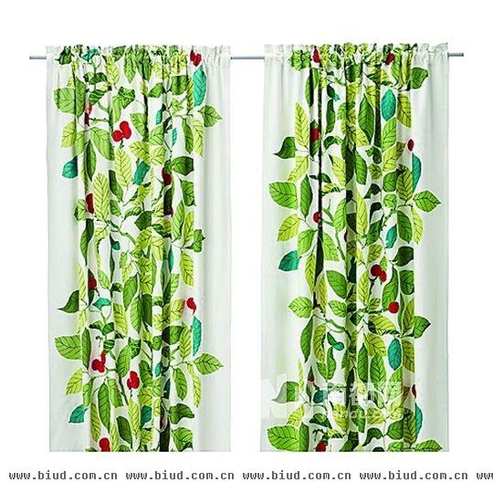 新自然风窗帘用天然棉麻、明快色调表达森林主题