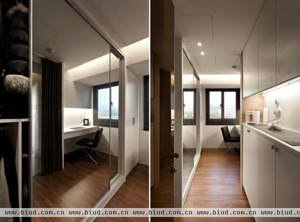 木色调的三室两厅 开放式规划的台湾公寓(图)