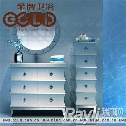 金牌卫浴手绘“蝶舞百合系列”，浴室柜：RF89076S-02