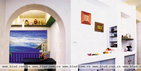 灿烂墙面彩绘背景墙 79平地中海风格