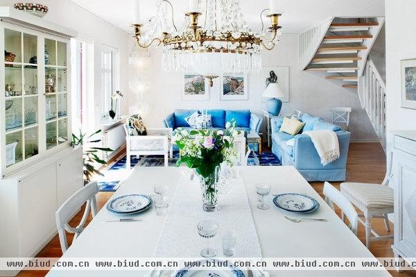 116平米浪漫地板阳光公寓 优雅蓝调设计(图)