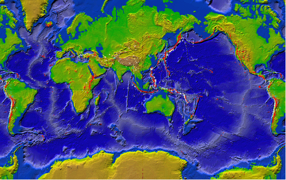 世界火山分布图