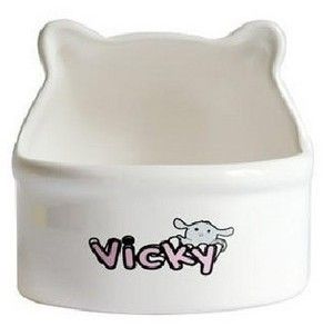 VICKY猫头防尿陶瓷食盆