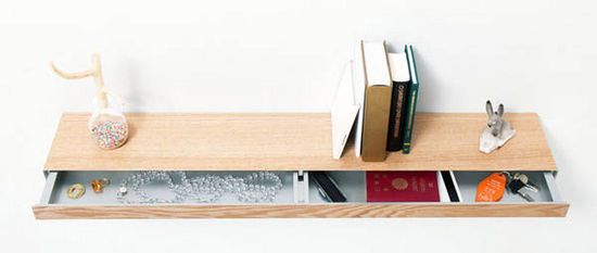 Clopen Shelf by Torafu Architects 2 Magnets Hiding Storage Space In 34mm Thick Shelf